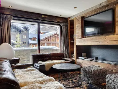 Coin salon dans l'établissement Appartement Centre Val-d'Isère pour 6 pers, Balcon Ensoleillé - FR-1-518-87