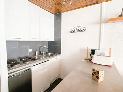 Cuisine ou kitchenette dans l'établissement Appartement 2 pièces confortable, balcon, animaux acceptés - FR-1-502-285
