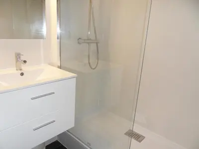 Salle de bains dans l'établissement Studio chaleureux, divisible, au pied des pistes, animaux admis - FR-1-181-2072