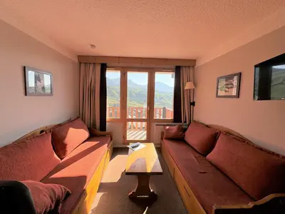 Coin salon dans l'établissement Studio au pied des pistes avec animaux admis - FR-1-181-2209
