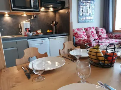 Cuisine ou kitchenette dans l'établissement Appartement rénové · Pied des pistes · Animaux admis · Parking · 5 pers - FR-1-181-2136
