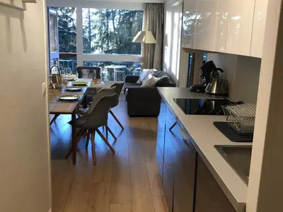 Cuisine ou kitchenette dans l'établissement Appartement rénové au calme avec balcon et parking - FR-1-346-307