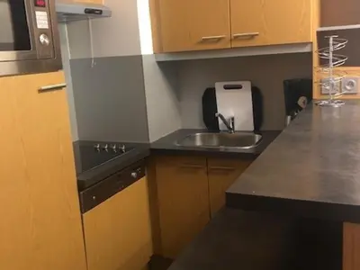 Cuisine ou kitchenette dans l'établissement Appartement de standing avec balcon, skis aux pieds - FR-1-346-318