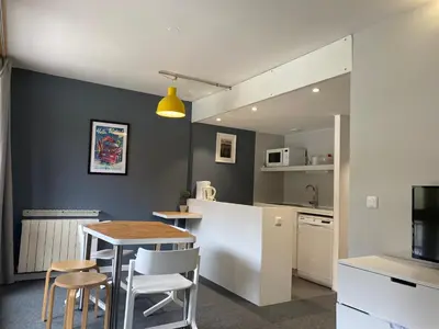 Cuisine ou kitchenette dans l'établissement Studio cabine rénové calme avec balcon et wifi, parking inclus - FR-1-346-345