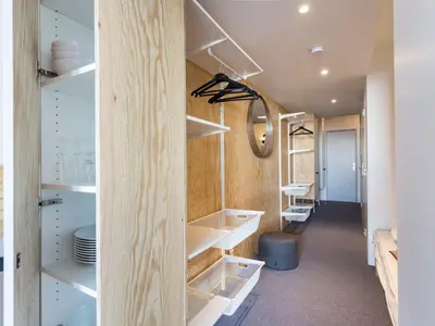 Salle de bains dans l'établissement Studio rénové 5 pers, balcon, vue Mont Blanc - FR-1-346-376