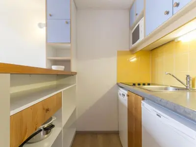 Cuisine ou kitchenette dans l'établissement Confortable duplex, ski aux pieds, balcon sud-ouest - FR-1-346-380