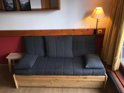 Coin salon dans l'établissement Confortable duplex, ski aux pieds, balcon sud-ouest - FR-1-346-380