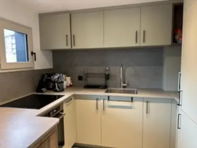 Cuisine ou kitchenette dans l'établissement Appartement skis aux pieds, 2 cabines, WiFi, animaux admis - FR-1-181-2305