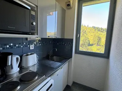 Cuisine ou kitchenette dans l'établissement Appartement fonctionnel skis aux pieds avec balcon, 5 pers, Belle Plagne - FR-1-181-2167