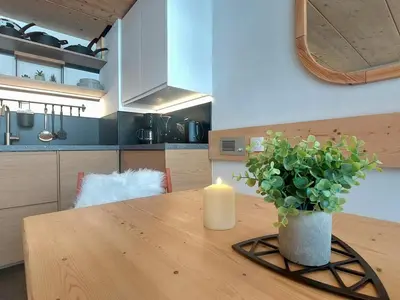 Cuisine ou kitchenette dans l'établissement Duplex Mezzanine 5 pers. · Ski aux pieds · Vue Mont Blanc - FR-1-346-426