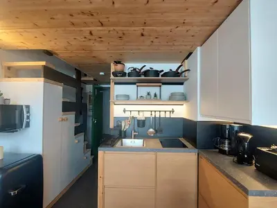 Cuisine ou kitchenette dans l'établissement Duplex Mezzanine 5 pers. · Ski aux pieds · Vue Mont Blanc - FR-1-346-426