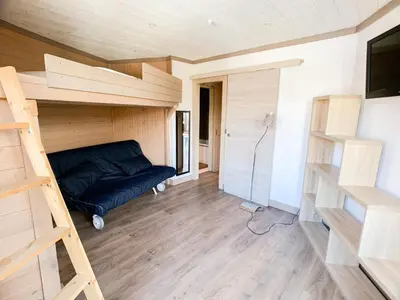 Télévision ou salle de divertissement dans l'établissement Studio rénové & confortable, balcon, animaux admis, proche pistes, Val Claret - FR-1-502-376