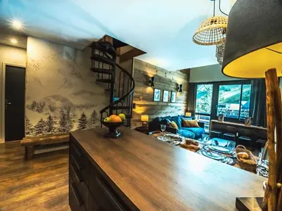 Coin salon dans l'établissement Duplex rénové à Tignes - 6 pers, balcon, proche pistes et commerces - FR-1-502-366