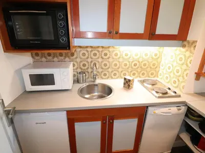 Cuisine ou kitchenette dans l'établissement Appartement 2 pièces lumineux à Tignes, proches pistes et commerces - FR-1-502-408