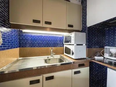 Cuisine ou kitchenette dans l'établissement Studio lumineux 4 pers, accès direct pistes, balcon sud-est - FR-1-502-426
