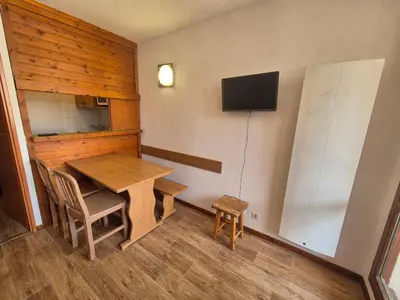 Télévision ou salle de divertissement dans l'établissement Studio fonctionnel proche des pistes avec balcon, animaux admis - FR-1-502-429