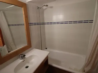 Salle de bains dans l'établissement Studio fonctionnel proche des pistes avec balcon, animaux admis - FR-1-502-429