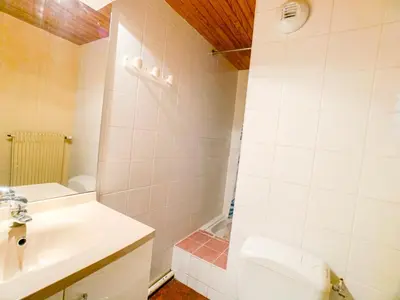 Salle de bains dans l'établissement Appartement lumineux au pied des pistes, animaux admis - FR-1-502-437