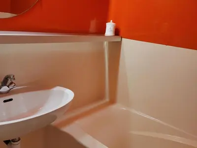 Salle de bains dans l'établissement Studio 5 pers. aux Arcs 2000 avec Balcon et WIFI - FR-1-346-423
