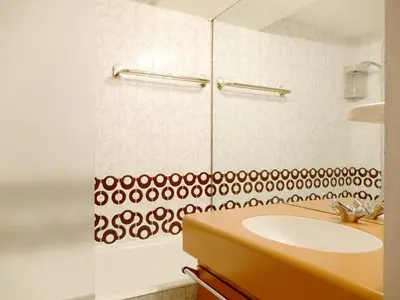 Salle de bains dans l'établissement Studio ski aux pieds, balcon, animaux admis - FR-1-502-458