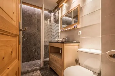 Salle de bains dans l'établissement Madame Vacances Chalet La Grande Sassière