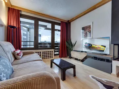 Coin salon dans l'établissement T2 cosy à Tignes Val Claret - Proche pistes, 4 pers, Wifi inclus - FR-1-641-85
