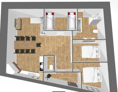 Plan de l'établissement Chalet 3 Céline 6 personnes Vieux Village