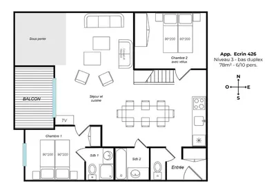 Plan de l'établissement Appartement Ecrin 426
