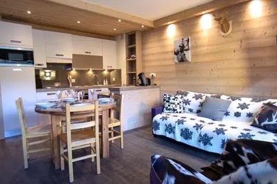 Cuisine ou kitchenette dans l'établissement Tignes le Lac - Le Santon bel appartement 4 pers