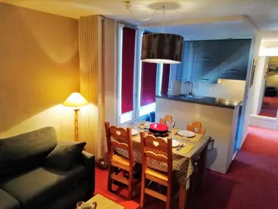 Coin salon dans l'établissement Résidence Les Grandes Platieres Ii - Très bel appartement de 4 pièces pr 6 personnes situé à Tignes quartier du Val Claret proche des pistes et des commerces. Appart MAE-2039