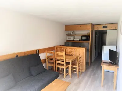Cuisine ou kitchenette dans l'établissement Résidence Varet - Studio pour 5 personnes à Arc 2000 avec vue sur les pistes et la station MAE-2082
