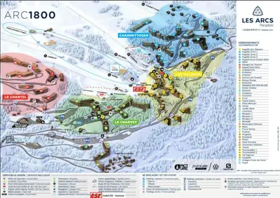 Plan de l'établissement Résidence Aiguille Grive Bat I - Duplex pour 6 personnes à Arc 1800 dans le village de Charmettoger, skis aux pieds MAE-9224