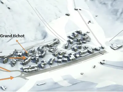 Plan de l'établissement Appartement lumineux proche pistes et commerces, balcon, 6 personnes, parking - FR-1-502-468