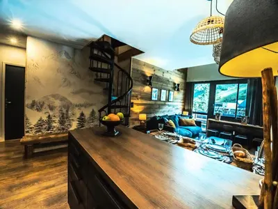 Coin salon dans l'établissement Résidence Hameau De Toviere - Duplex rénové·Proche pistes et commerces·Balcon MAE-2424