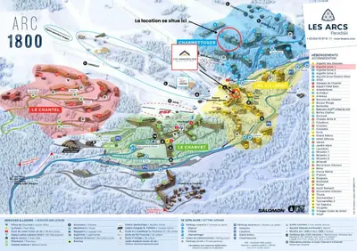 Plan de l'établissement Résidence Aiguille Grive Bat I - Duplex pour 5 personnes à Arc 1800 dans le village de Charmettoger, skis aux pieds MAE-1768