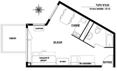Plan de l'établissement Les Tufs - Studio proche des pistes et des commerces MAE-8404