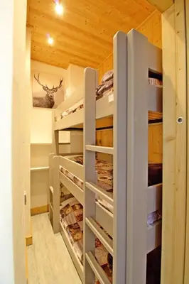 Un ou plusieurs lits superposés dans un hébergement de l'établissement Le Hameau De Borsat - Appartement tout confort au pied des pistes MAE-1264
