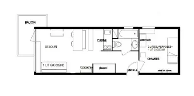 Plan de l'établissement Le Prariond - Au centre de la station appartement pour 4 pers. MAE-1314