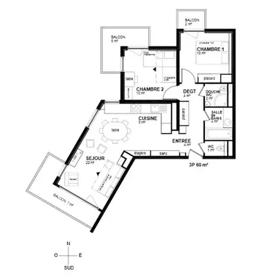 Plan de l'établissement Les Tufs - Tres bel appartement de 60 m² proche des pistes MAE-5054