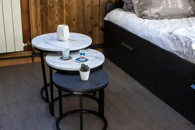 Un ou plusieurs lits dans un hébergement de l'établissement Mountain Break coeur du Val Claret pieds des pistes- Tignes - Lit queen size