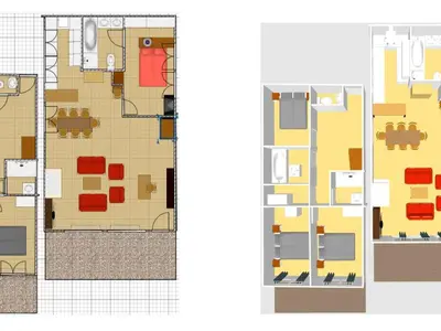 Plan de l'établissement Appartement de standing avec cheminée, 4 chambres, garage et WIFI, Val-d'Isère - FR-1-694-25