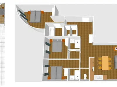 Plan de l'établissement Luxueux 4 pièces avec balcon, cheminée et services conciergerie à Val-d'Isère - FR-1-694-65