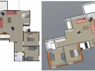 Plan de l'établissement Appartement intime et confortable avec balcon sud à Val-d'Isère - FR-1-694-115