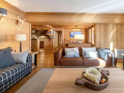Coin salon dans l'établissement Prestigieux appartement de 140m² aux pieds des pistes, proche village enfants, Val-d'Isère - FR-1-694-114