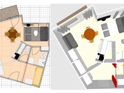 Plan de l'établissement Studio Sud avec Balcon, Animaux Bienvenus - FR-1-694-121