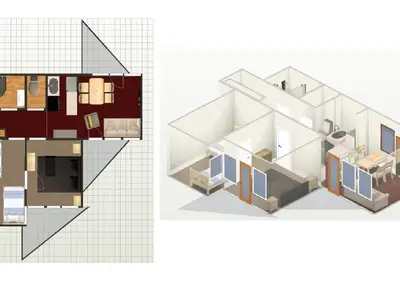 Plan de l'établissement Val-d'Isère: Appartement 2 Chambres, 4 Pers., Wifi et Animaux Bienvenus - FR-1-694-147