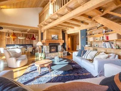 Coin salon dans l'établissement Appartement luxe 4 pièces + studio, terrasse Sud, centre Val-d'Isère, 2023, 8 personnes - FR-1-694-149