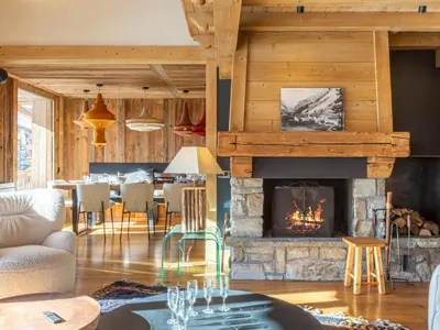 Coin salon dans l'établissement Appartement luxe 4 pièces + studio, terrasse Sud, centre Val-d'Isère, 2023, 8 personnes - FR-1-694-149