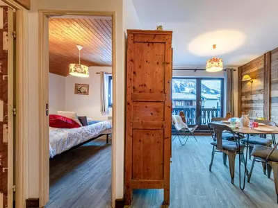 Un ou plusieurs lits dans un hébergement de l'établissement Appartement charmant avec Wifi, animaux acceptés, 34m2 à Val-d'Isère - FR-1-694-172