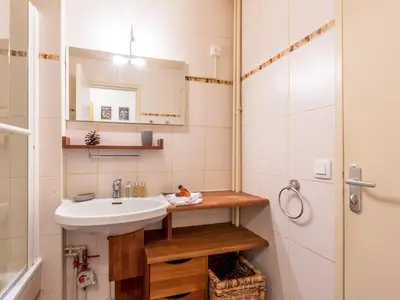 Salle de bains dans l'établissement Appartement cosy skis aux pieds 4 pers Secteur La Daille - FR-1-694-175